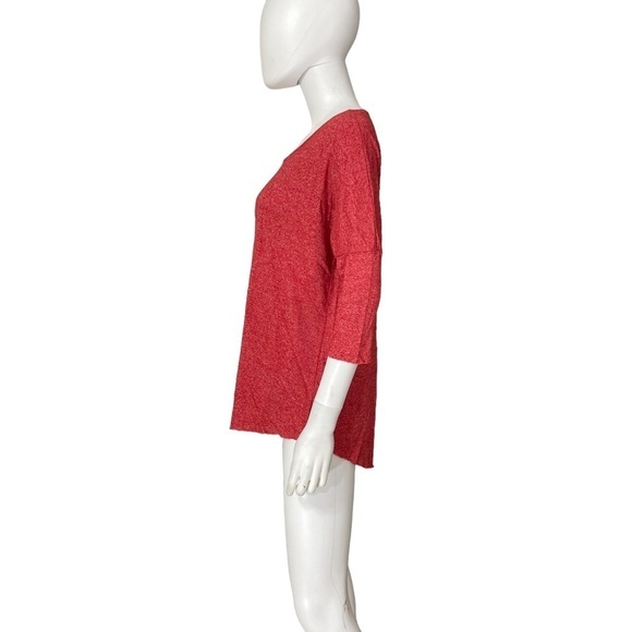 TOPSHOP Red Textured Heather 3/4 Sleeve Top - Picture 3 of 9